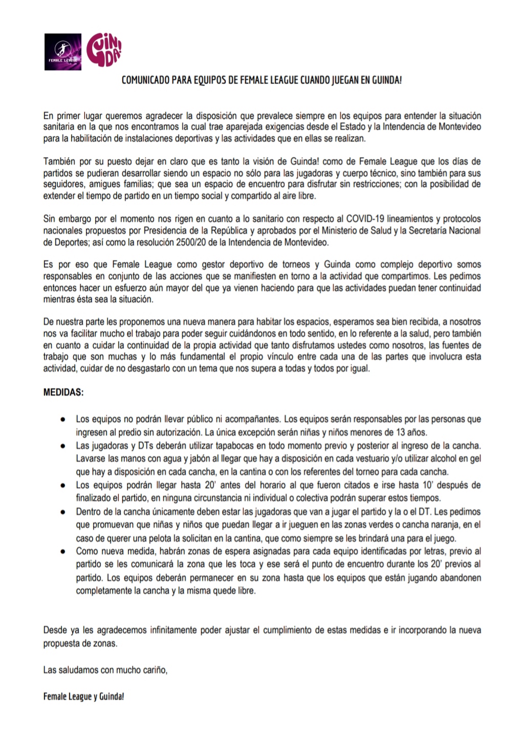 ATENCIÓN! NUEVA MODALIDAD PARA PARTIDOS EN GUINDA
